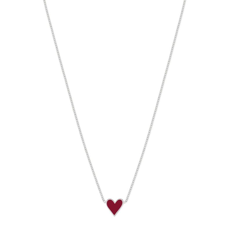 Heart Necklace With Berry Red Enamel