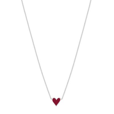Heart Necklace With Berry Red Enamel