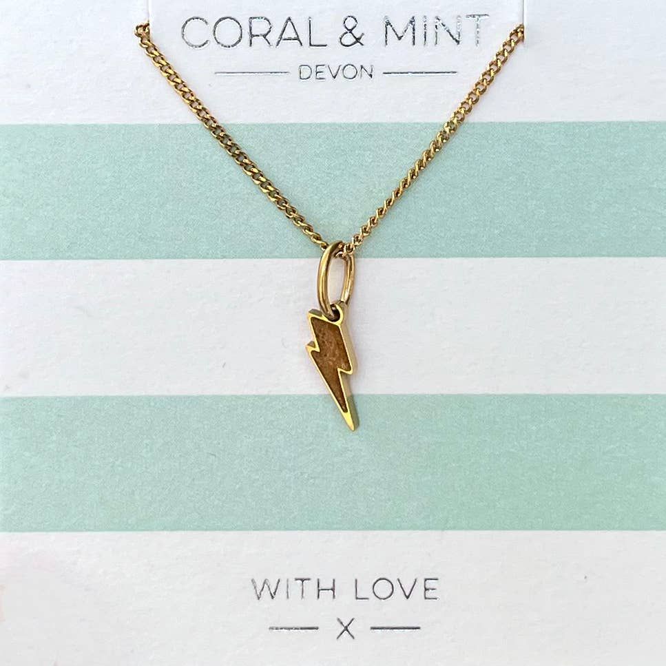 Gold Lightning Bolt Charm Necklace