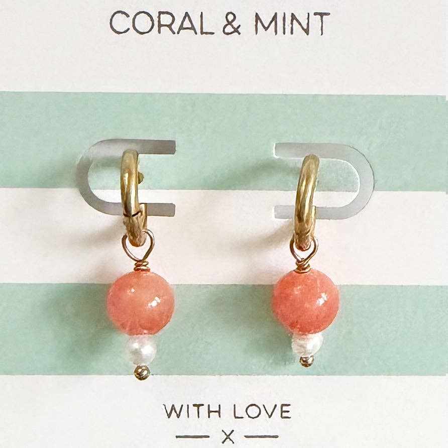 Seaside Glow Droplet Earrings - Sunrise Coral