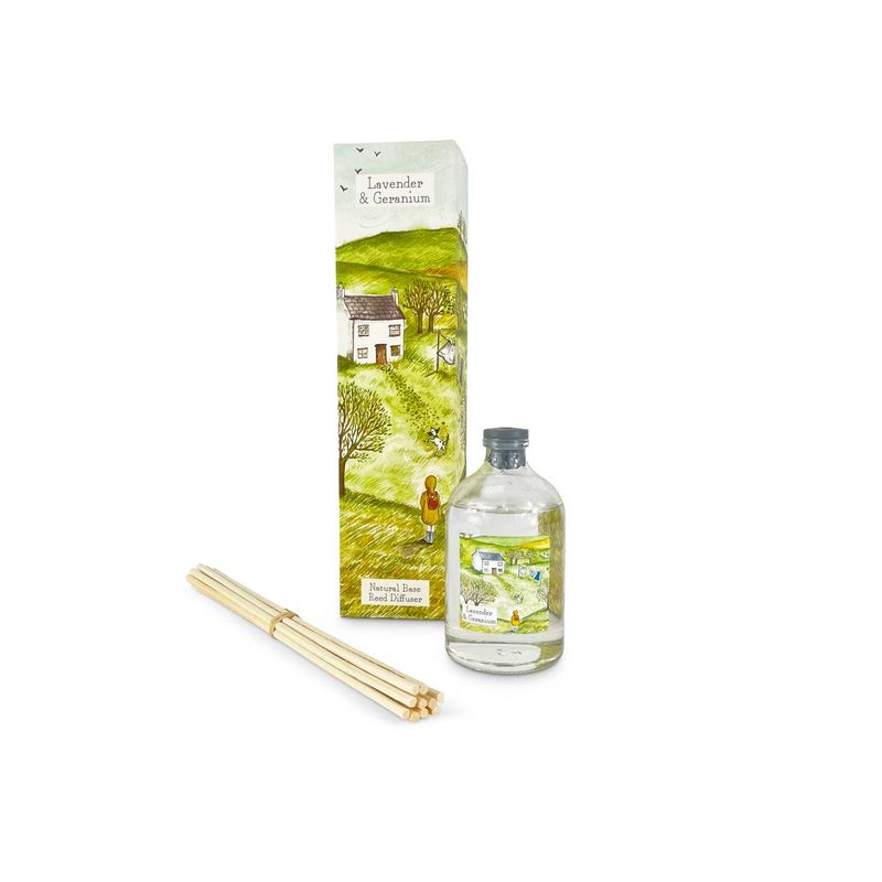 Country Illustrated Lavender &amp; Geranium 100ml Reed Diffuser