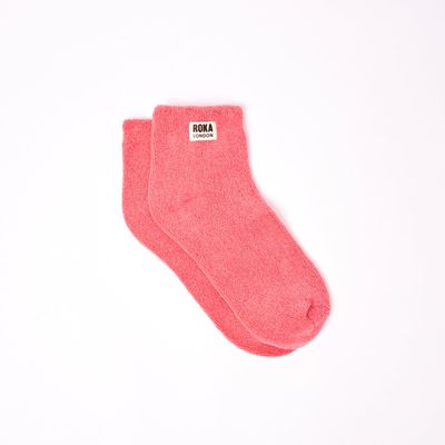 Roka London Watford Organic Cotton Crop Socks - Coral (One Size)