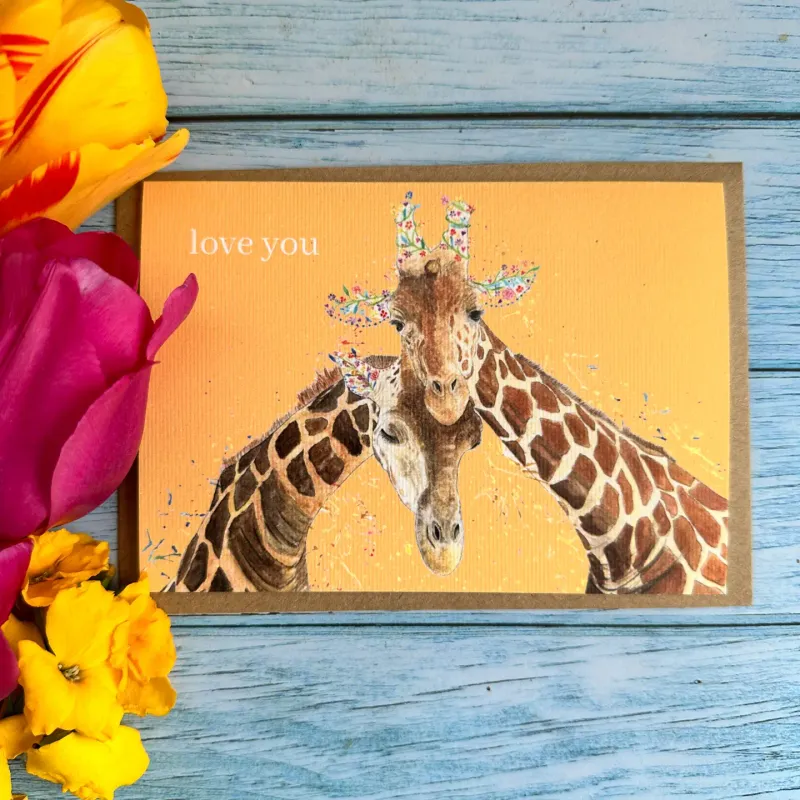Giraffe Couple Love You Card