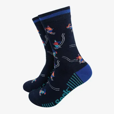 Men's Skiing Bamboo Socks - Navy (Size 7-11)