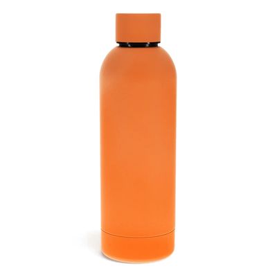 Rubber coated steel water bottle - orange