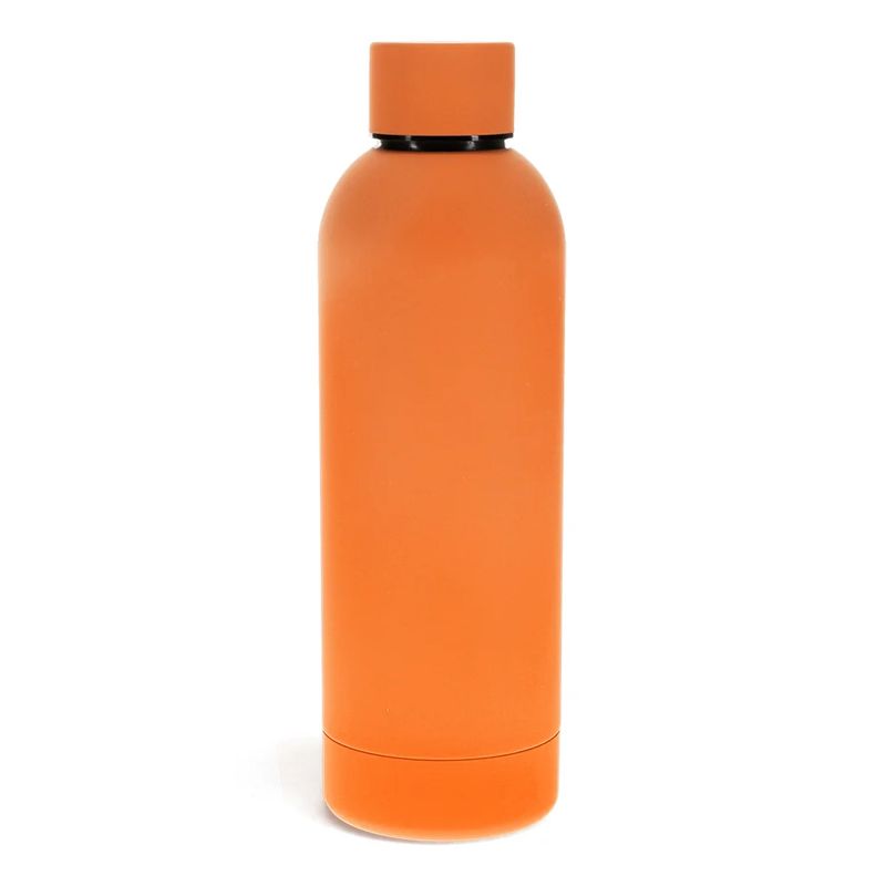 Rubber coated steel water bottle - orange