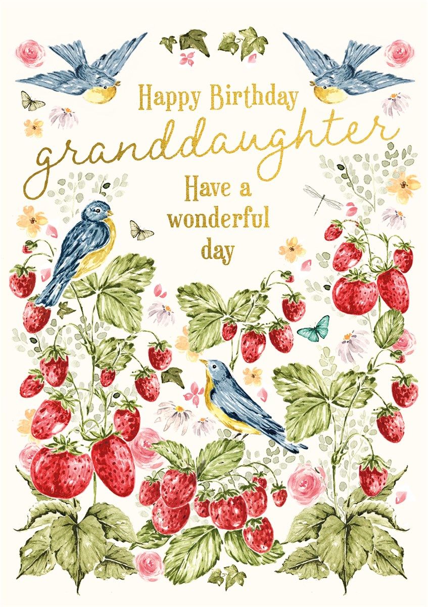 Granddaughter Strawberries Birthday Card