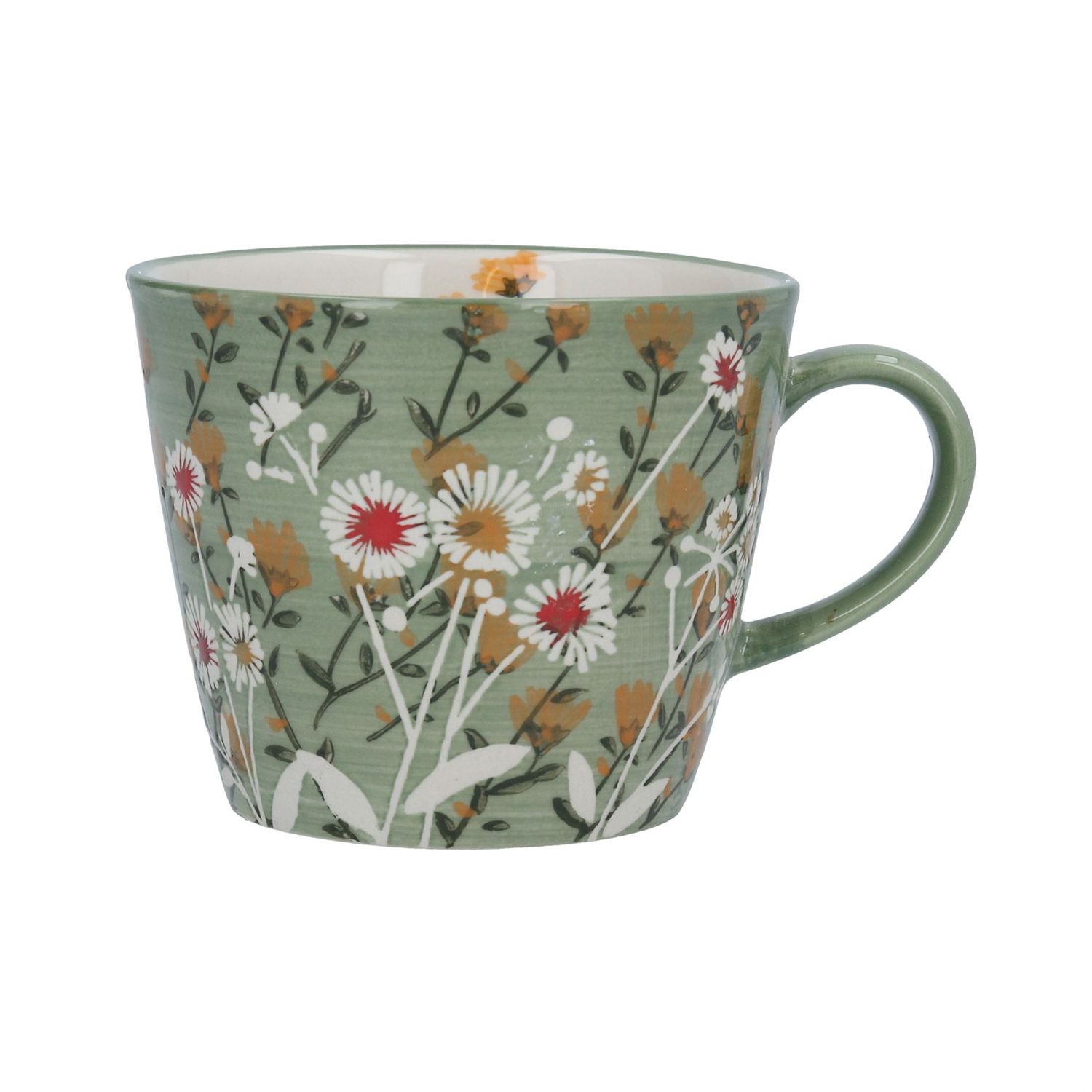 Wild Daisy Green Stoneware 9.5cm Mug