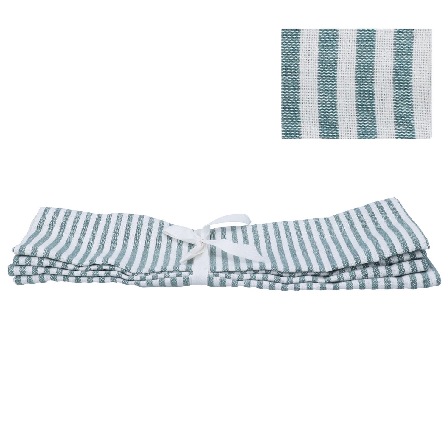 Cotton Placemats - Green Stripe - Pack Of 4
