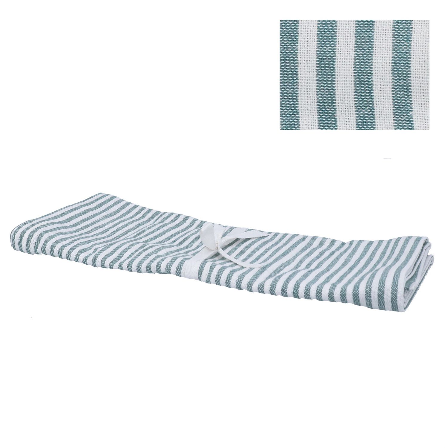 Cotton Table Runner - Green Stripe