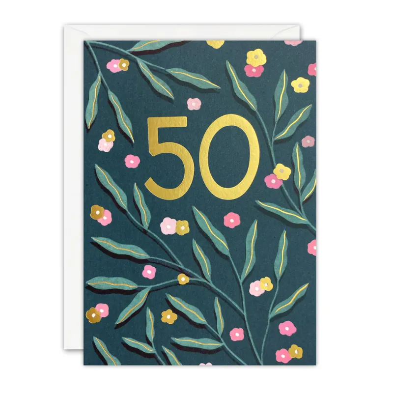 Sunbeams Age 50 Botanical Card