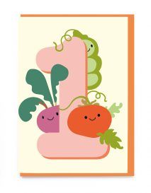 1st Birthday Smiley Veggies Card