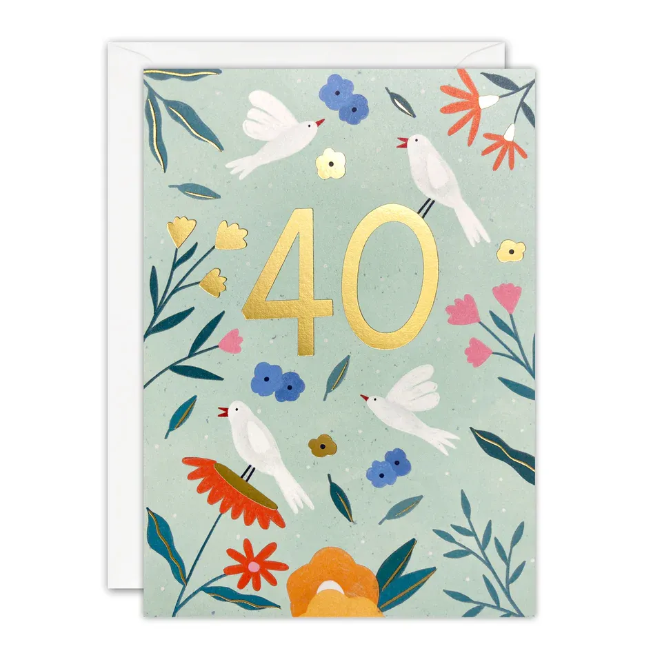 Sunbeams Age 40 Birds Card