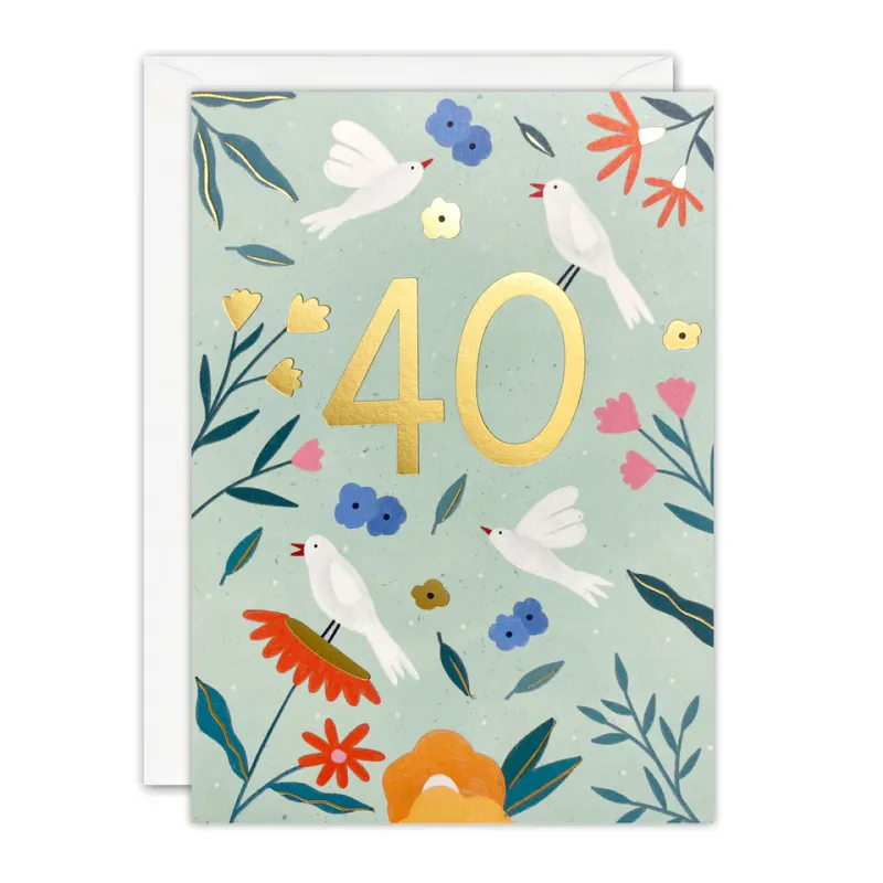 Sunbeams Age 40 Birds Card