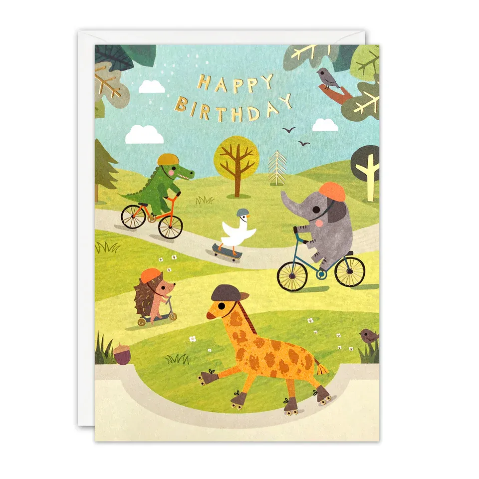 Acorns Animals On Wheels Card