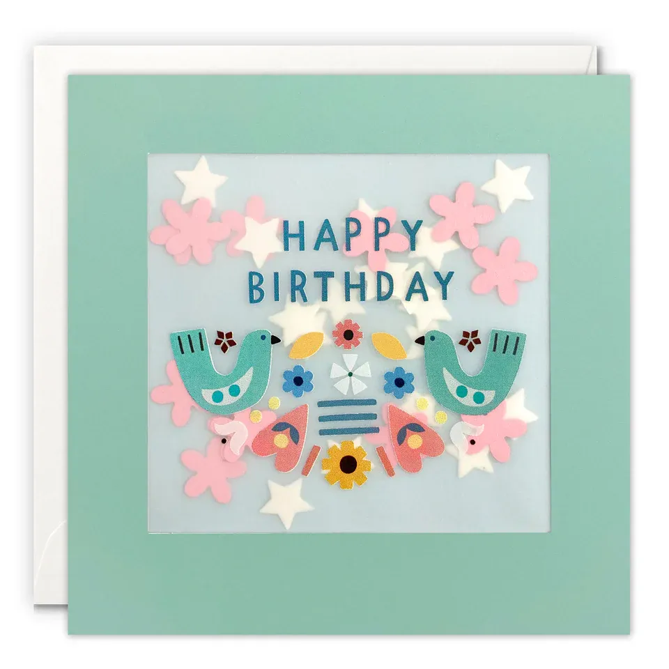 Birds Paper Shakies Birthday Card