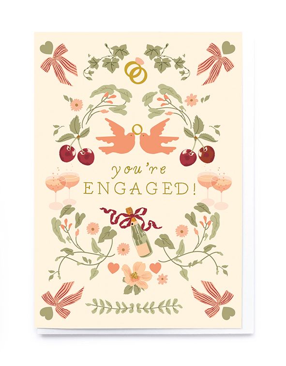 Love Birds &amp; Ring Engagement Card