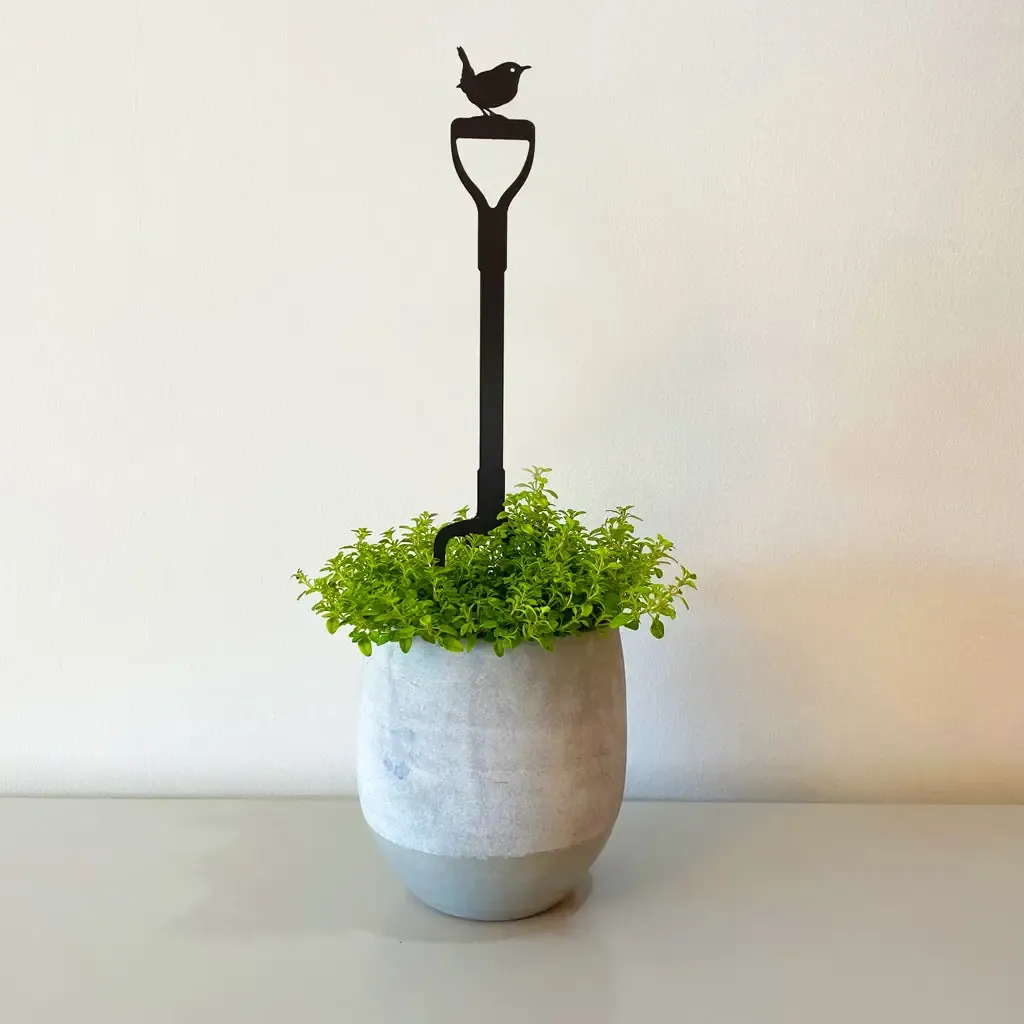 Wren On A Fork Pot Stem