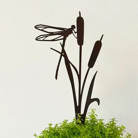 Dragonfly On Bulrushes Pot Stem