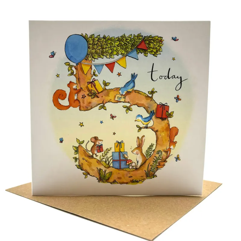 5th Birthday Woodland Rabbit Card