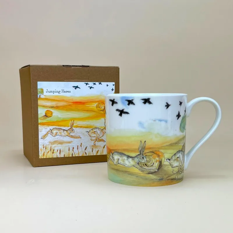 Jumping Hares Bone China Mug