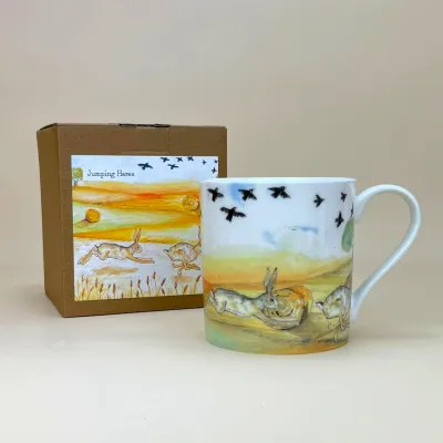 Jumping Hares Bone China Mug
