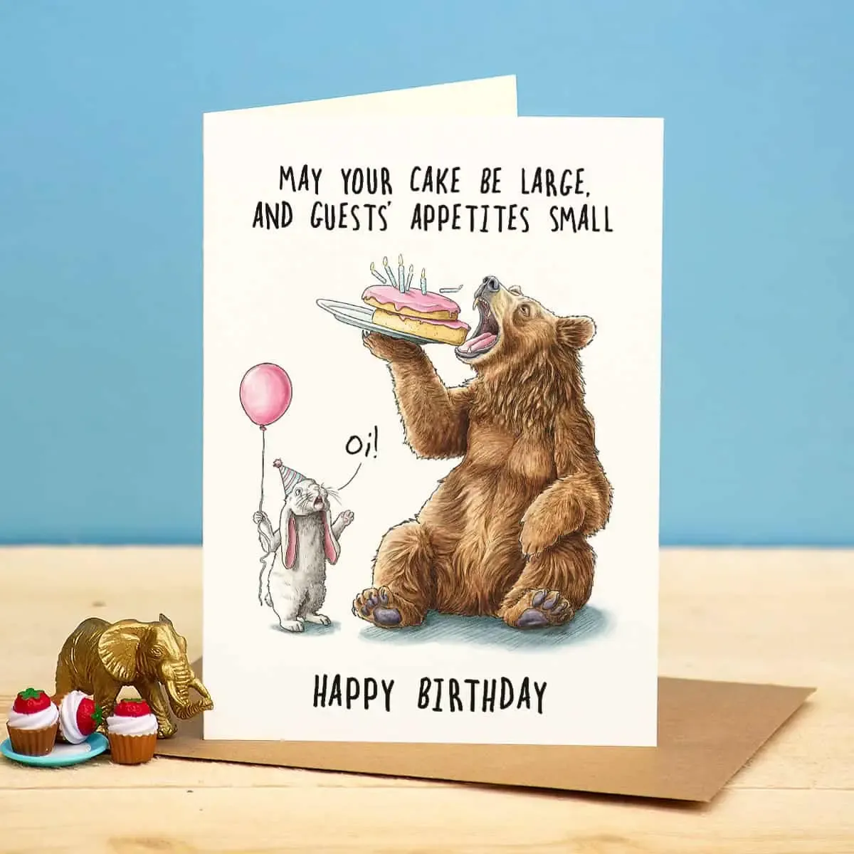 Large Cake Bear Card