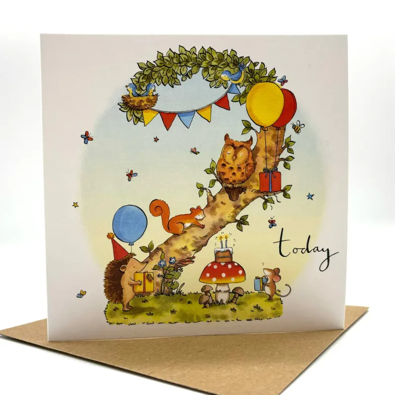 2nd Birthday Woodland Mouse Card