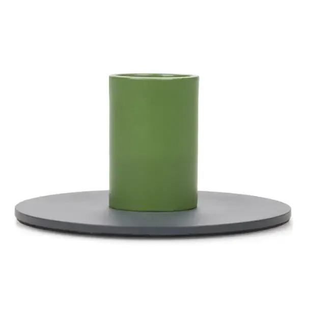 Two-Tone Metal Dinner Candleholder - Indigo &amp; Olive