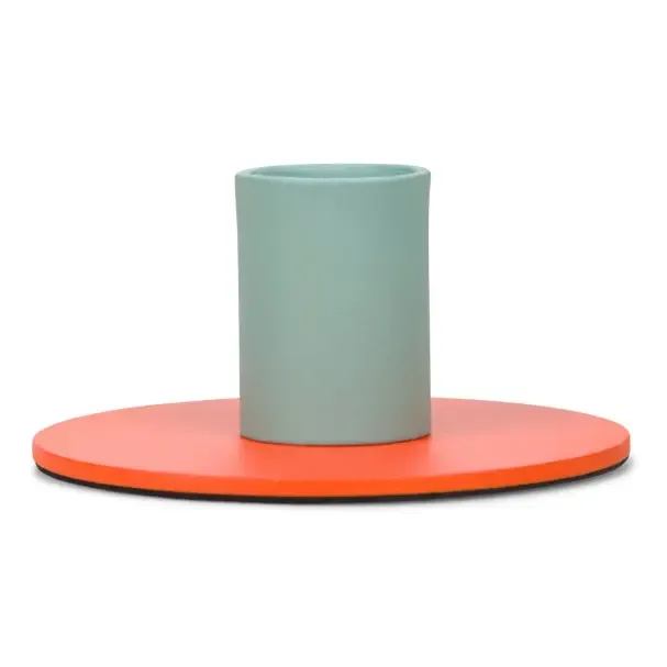 Two-Tone Metal Candleholder - Orange &amp; Opaline
