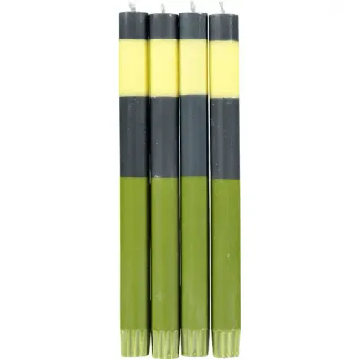 Striped Eco Dinner Candles Pack Of 4 - Indigo, Jasmine &amp; Olive