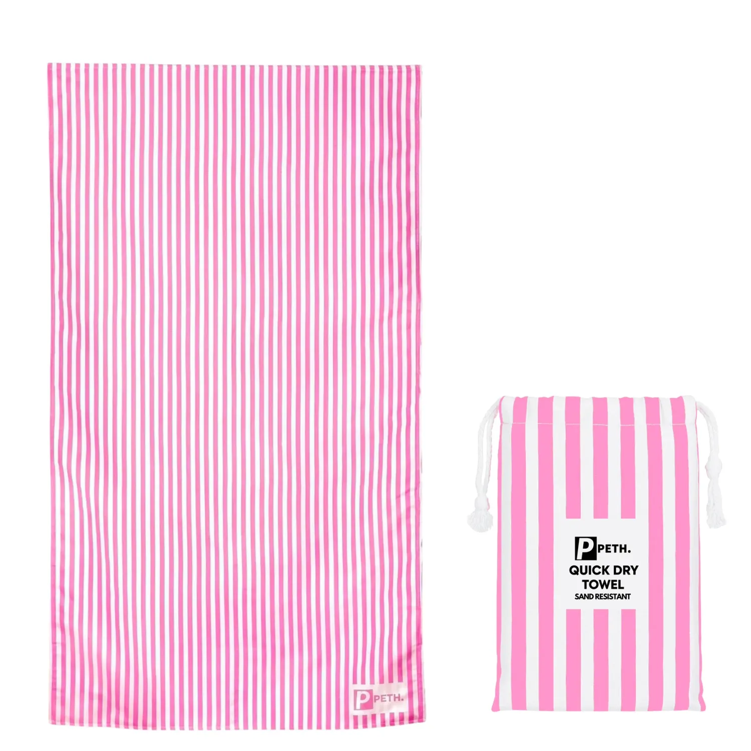 Peth Large Travel Towel - Pink Stripe