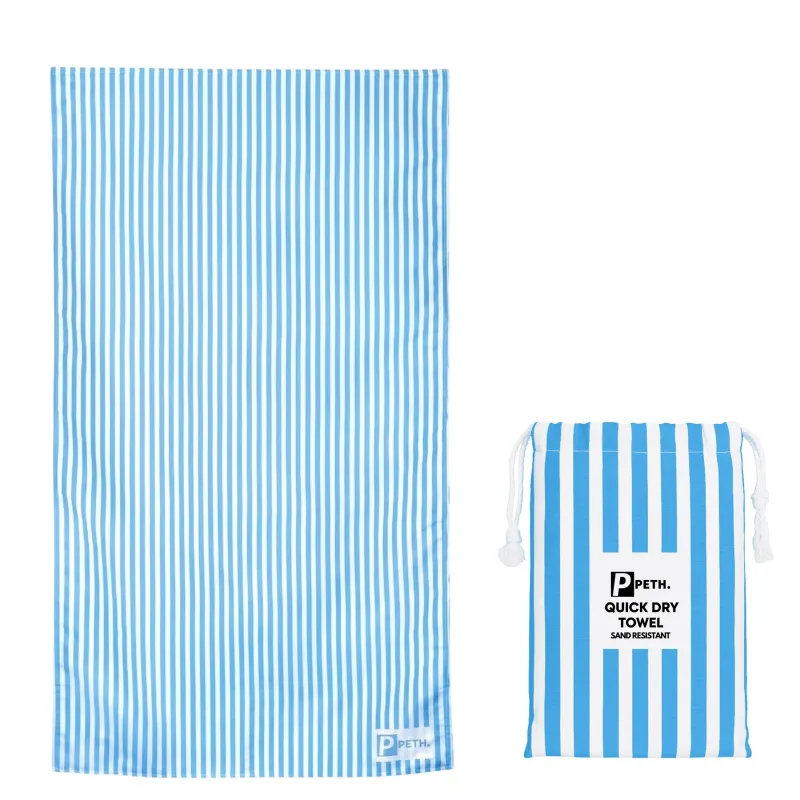 Peth Large Travel Towel - Sky Blue Stripe