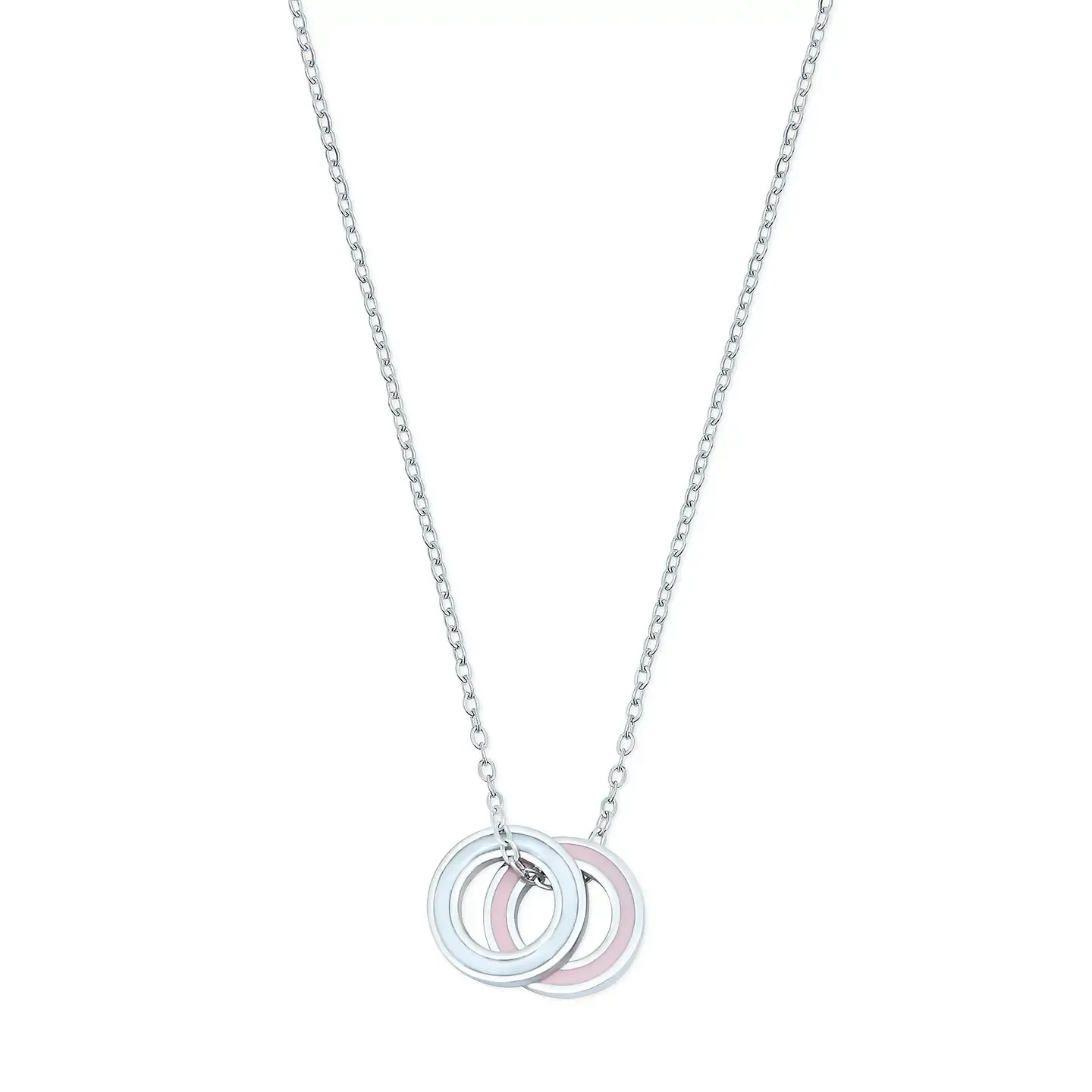 Silver Enamel Double Eternity Necklace Pink &amp; Pearl
