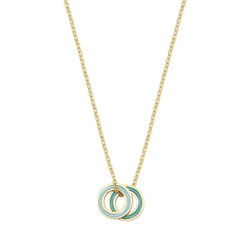 Gold Enamel Double Eternity Necklace - Mint