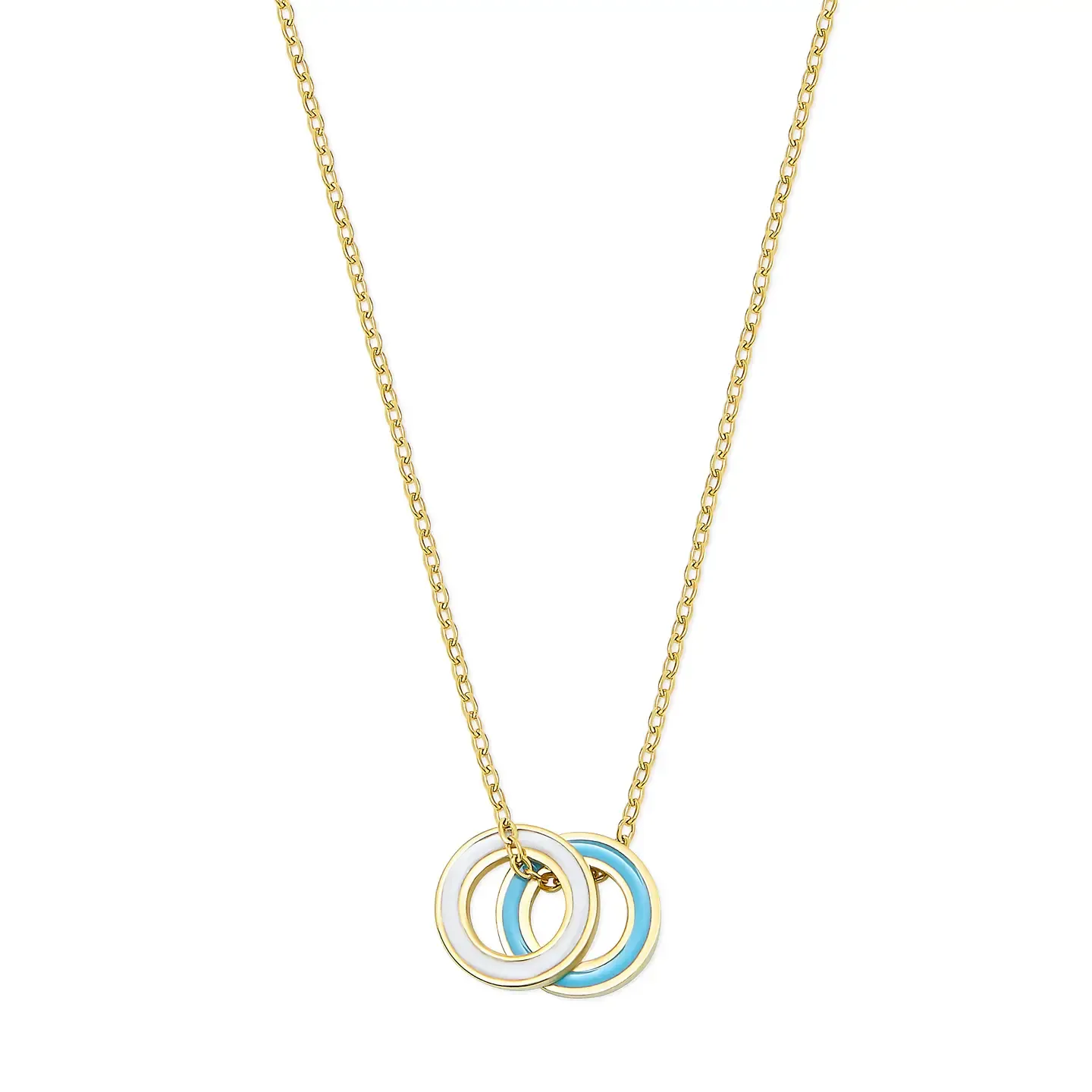 Gold Enamel Double Eternity Necklace - Blue &amp; Pearl
