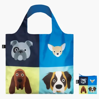 LOQI Stephen Cheetham Dogs Folding Shopping Bag