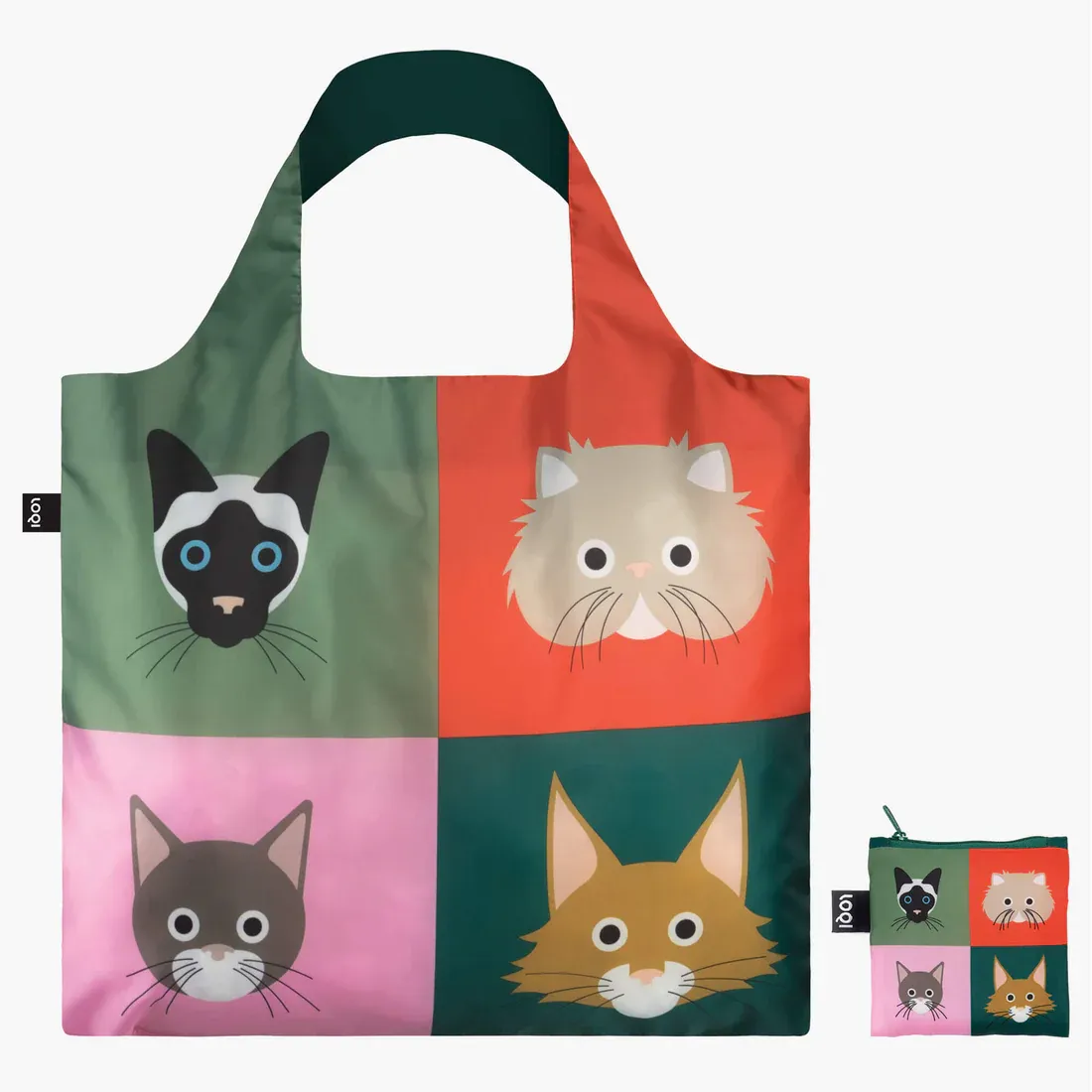 LOQI Stephen Cheetham Cats Folding Shopping Bag
