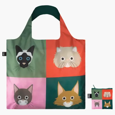 LOQI Stephen Cheetham Cats Folding Shopping Bag