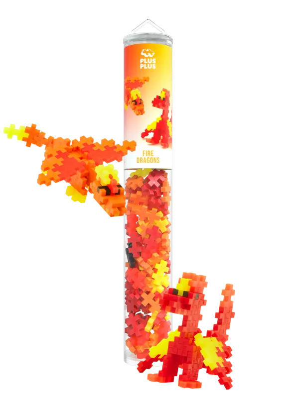 Plus Plus 100 Piece Tube - Fire Dragons