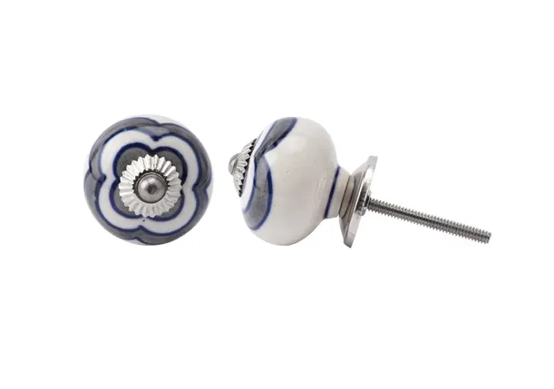 Grey &amp; Blue Flower Ceramic Drawer Pull