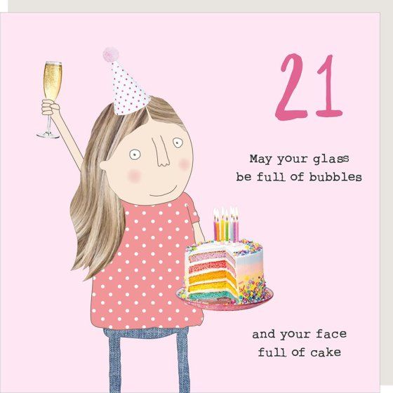 Girl 21 Bubbles Birthday Card