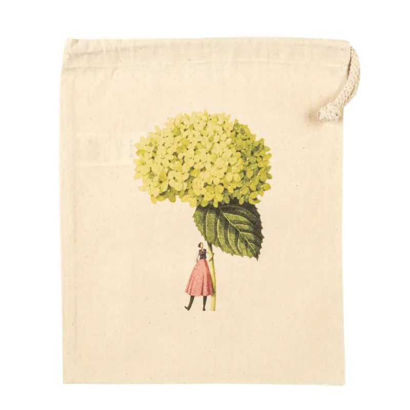 Hydrangea Annabelle - Small Cotton Drawstring Bag
