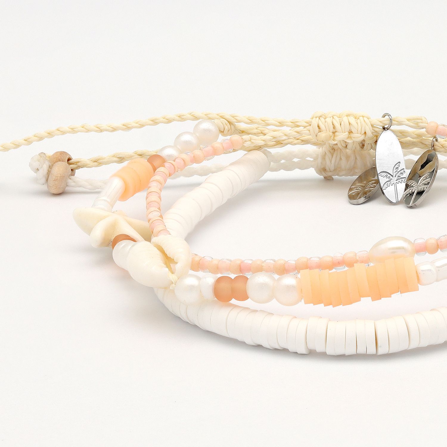 Peach &amp; White Bracelet Set