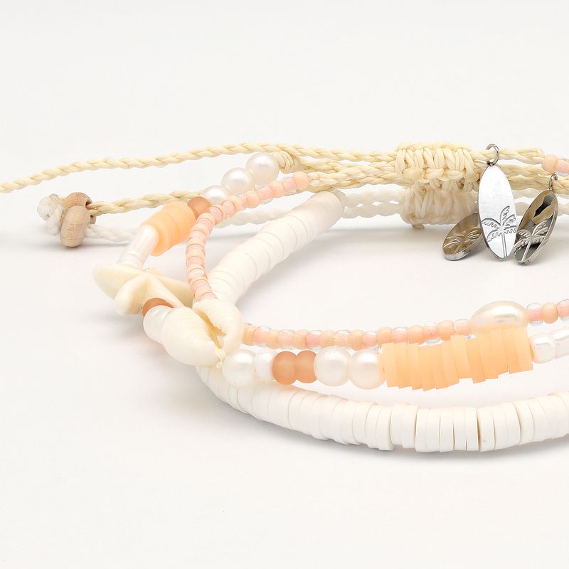 Peach &amp; White Bracelet Set
