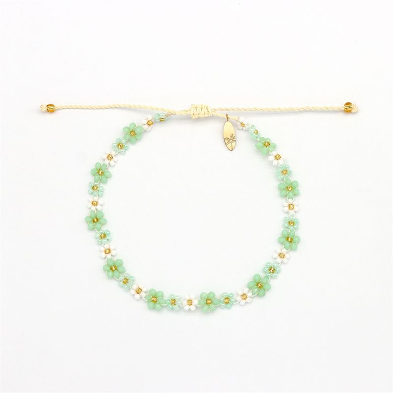 Green &amp; White Flower Anklet