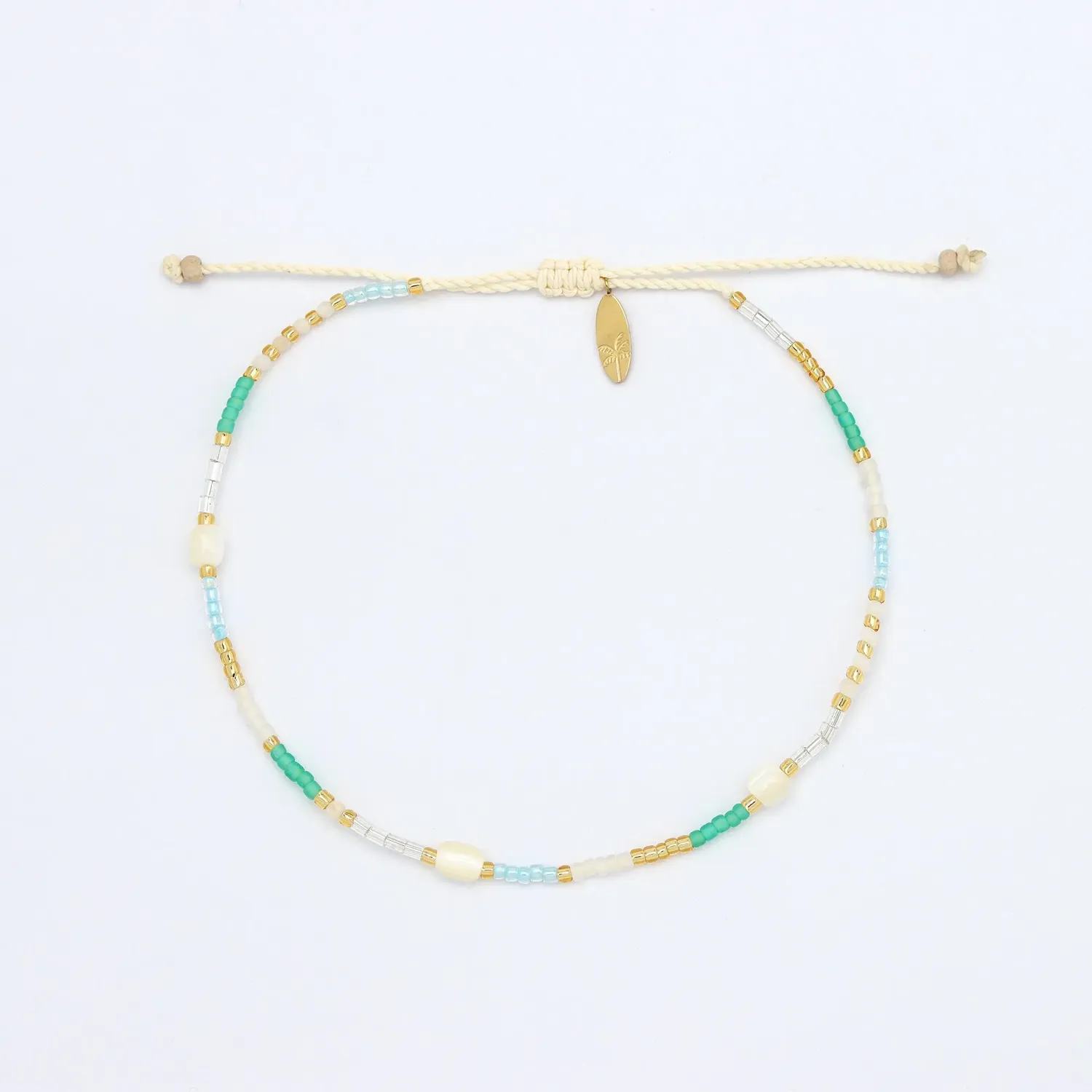 Green Blue White Gold Anklet