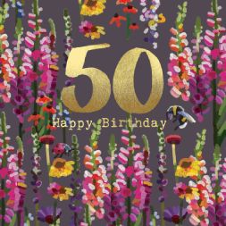 Cottage Garden 50th Birthday Card