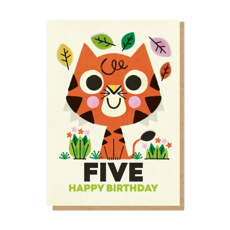 Five Birthday Tiger Card