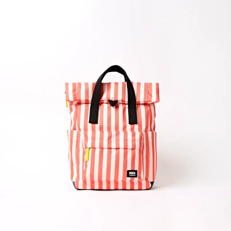 Roka London Canfield B Small Sustainable Canvas - Coral Stripe